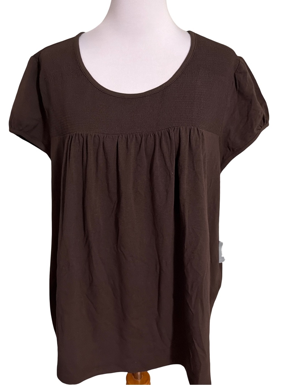 Apt. 9 Brown Scoop Neck Short Sleeve Blouse
